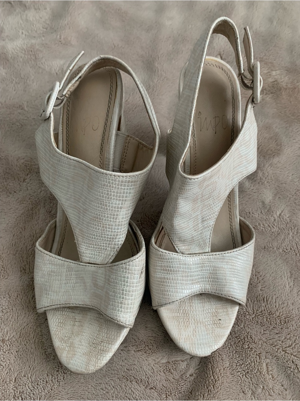 Ivory Textured Slingback Heels